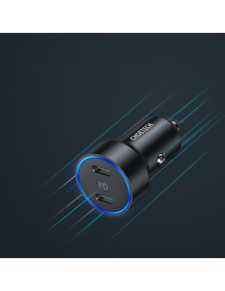 Automobilinis įkroviklis 2xUSB Type C Power Delivery 3.0 QuickCharge 3.0 AFC 36W 2.4A juoda Automobilinis įkroviklis 2xUSB Type C Power Delivery 3.0 QuickCharge 3.0 AFC 36W 2.4A juoda