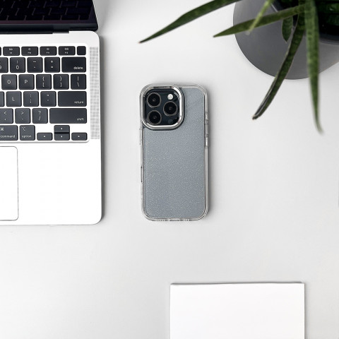 
„Samsung Galaxy S25“ blizgučių dėklas – skaidrus su blizgučiais
