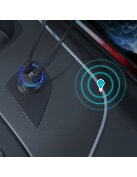 Automobilinis įkroviklis 2xUSB Type C Power Delivery 3.0 QuickCharge 3.0 AFC 36W 2.4A juoda Automobilinis įkroviklis 2xUSB Type C Power Delivery 3.0 QuickCharge 3.0 AFC 36W 2.4A juoda