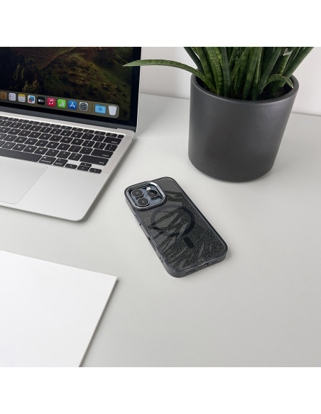 
„Samsung Galaxy S25“ blizgučių dėklas su „Mag Safe“ – juodas su blizgučiais
