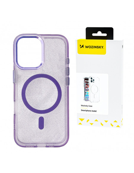 
„Samsung Galaxy S25“ blizgučių dėklas su „Mag Safe“ – violetinis su blizgučiais
