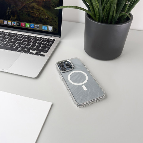 
„Samsung Galaxy S25“ blizgučių dėklas su „Mag Safe“ – skaidrus su blizgučiais
