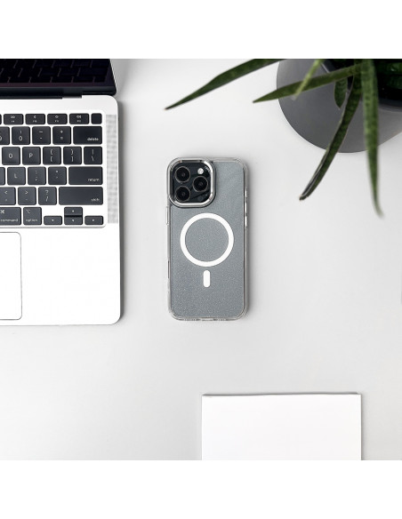 
„Samsung Galaxy S25“ blizgučių dėklas su „Mag Safe“ – skaidrus su blizgučiais
