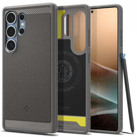 
„Samsung Galaxy S25“ dėklas su „MagSafe Rugged Armor Mag“ – pilkas

