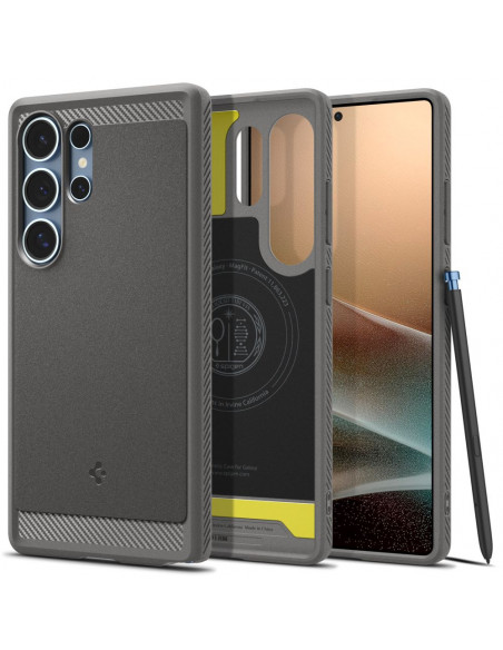 
„Samsung Galaxy S25“ dėklas su „MagSafe Rugged Armor Mag“ – pilkas
