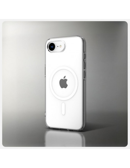 
„iPhone 16e“ dėklas su „MagSafe“ skystųjų kristalų stikliuku – skaidrus
