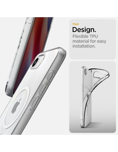 
„iPhone 16e“ dėklas su „MagSafe“ skystųjų kristalų stikliuku – skaidrus
