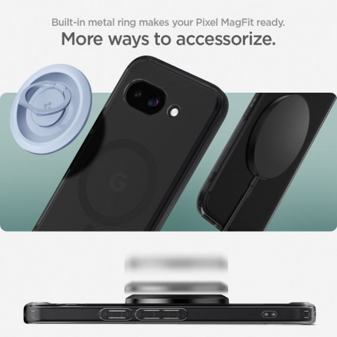 
„Google Pixel 9A“ dėklas su „MagSafe Ultra Hybrid Mag“ – skaidrus ir juodas
