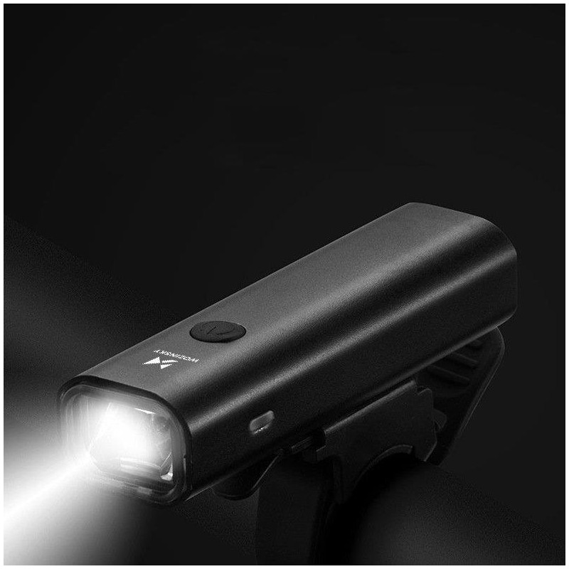 Dviračio priekinis žibintas USB balta šviesa 4 darbo režimai juoda