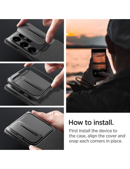 
„Samsung Galaxy S24 Ultra Optic Armor“ apsauginis dėklas – juodas
