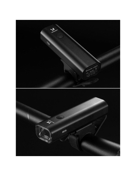 Dviračio priekinis žibintas USB balta šviesa 4 darbo režimai juoda