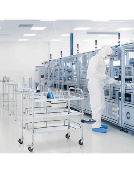 Kosmetinio gydymo laboratorinis vežimėlis iš plieno, stalčius, 3 lentynos, 55 x 60 x 87 cm Kosmetinio gydymo laboratorinis vežimėlis iš plieno, stalčius, 3 lentynos, 55 x 60 x 87 cm