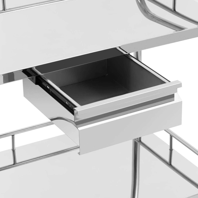 Kosmetinio gydymo laboratorinis vežimėlis iš plieno 2 lentynos 1 stalčius 85 x 66 x 86 cm 20 kg
