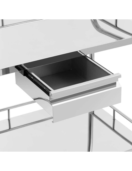 Kosmetinio gydymo laboratorinis vežimėlis iš plieno 2 lentynos 1 stalčius 85 x 66 x 86 cm 20 kg Kosmetinio gydymo laboratorinis vežimėlis iš plieno 2 lentynos 1 stalčius 85 x 66 x 86 cm 20 kg