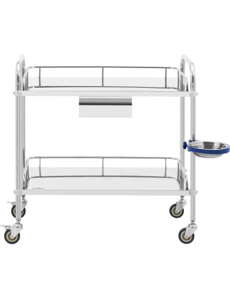 Kosmetinio gydymo laboratorinis vežimėlis iš plieno 2 lentynos 1 stalčius 85 x 66 x 86 cm 20 kg Kosmetinio gydymo laboratorinis vežimėlis iš plieno 2 lentynos 1 stalčius 85 x 66 x 86 cm 20 kg