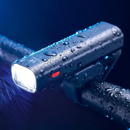 Dviračio priekinis žibintas USB balta šviesa 4 darbo režimai juoda