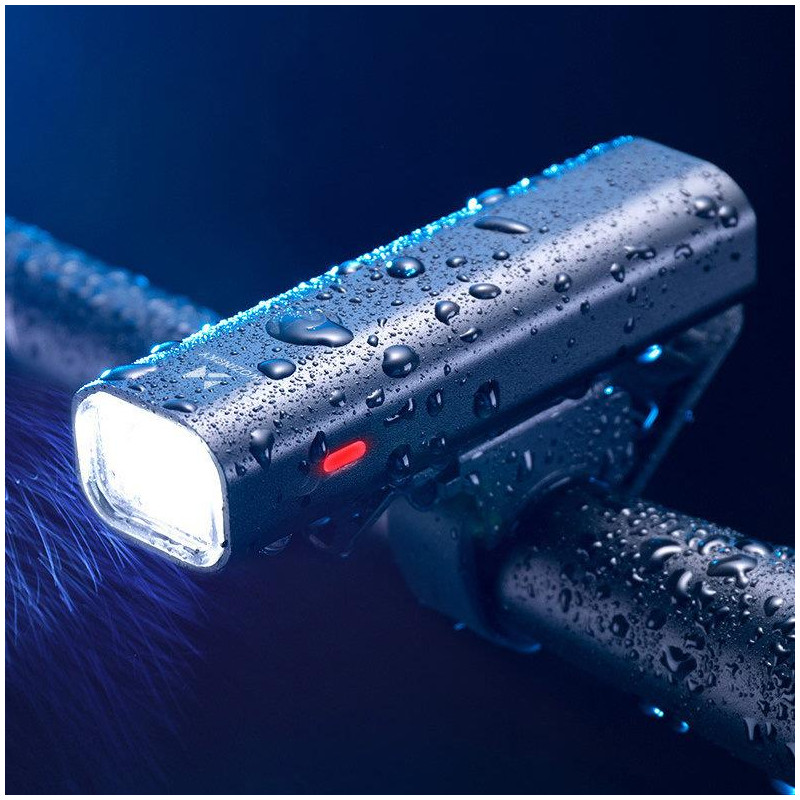 Dviračio priekinis žibintas USB balta šviesa 4 darbo režimai juoda