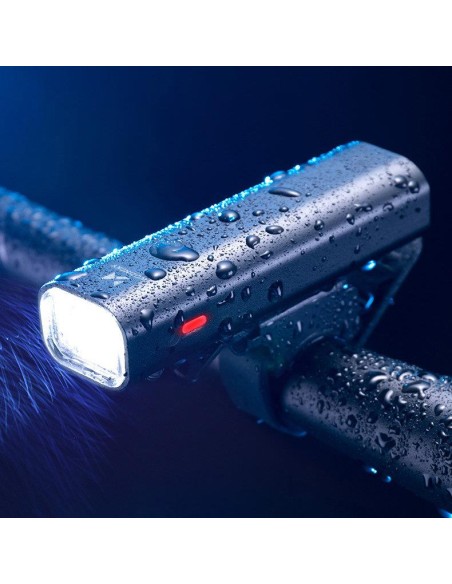 Dviračio priekinis žibintas USB balta šviesa 4 darbo režimai juoda