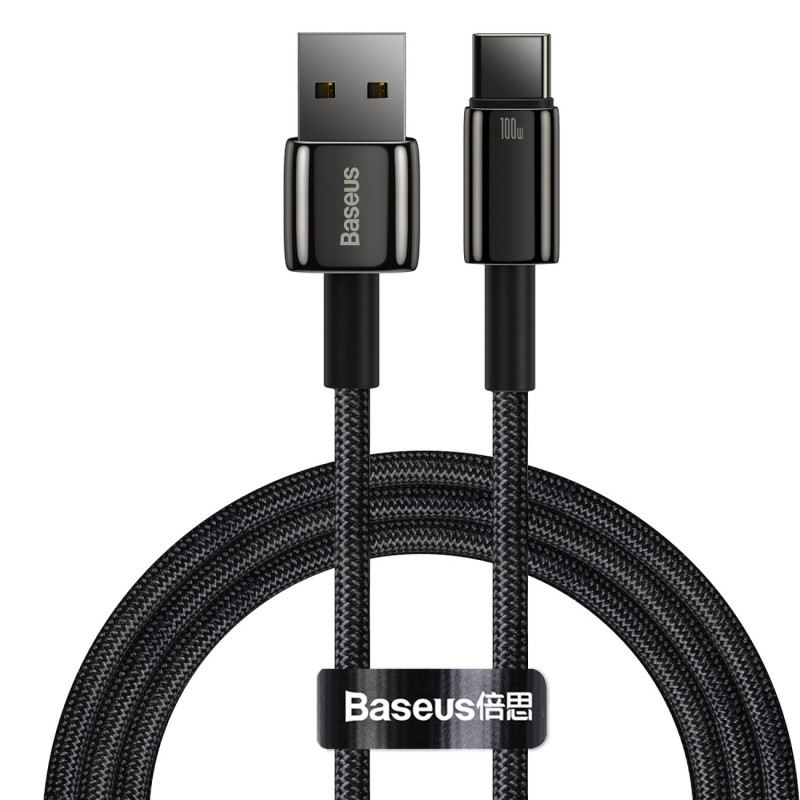 Volframo auksinis kabelis USB-USB-C 480Mb-s 100W 1m juodas Volframo auksinis kabelis USB-USB-C 480Mb-s 100W 1m juodas