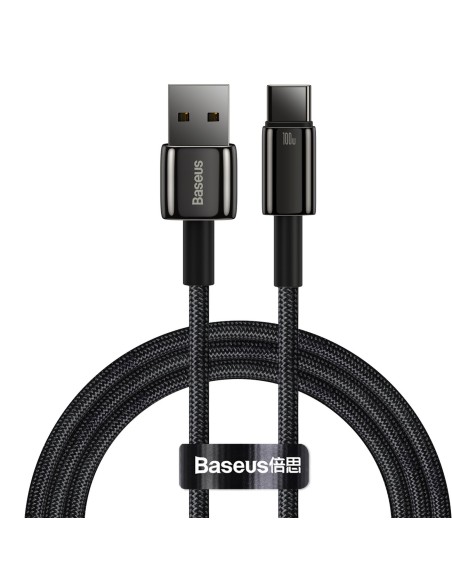 Volframo auksinis kabelis USB-USB-C 480Mb-s 100W 1m juodas Volframo auksinis kabelis USB-USB-C 480Mb-s 100W 1m juodas