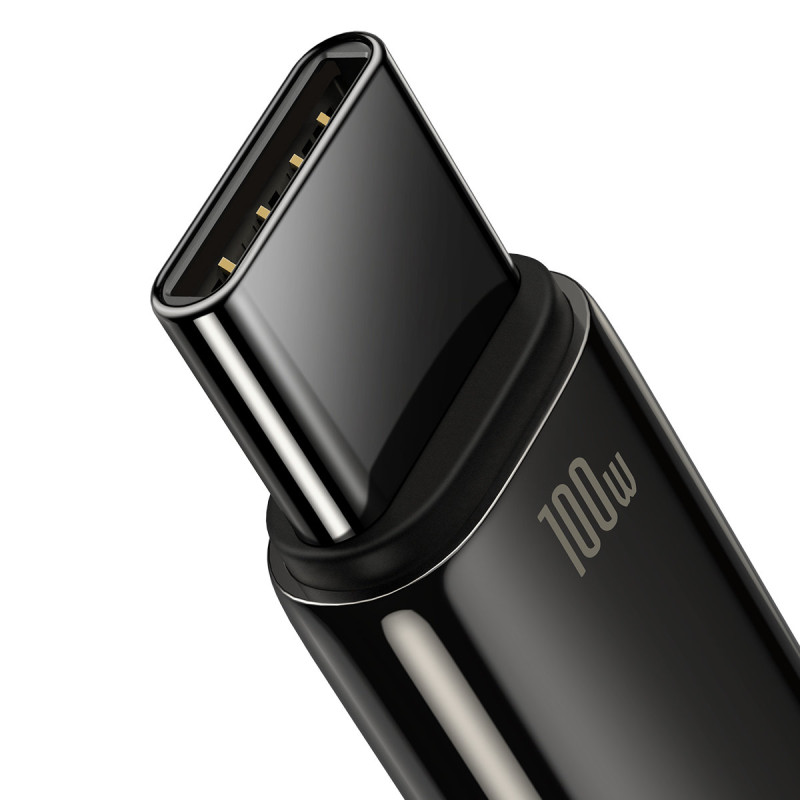Volframo auksinis kabelis USB-USB-C 480Mb-s 100W 1m juodas