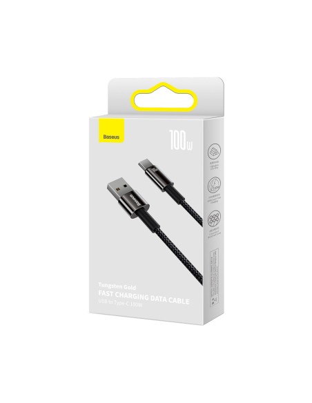 Volframo auksinis kabelis USB-USB-C 480Mb-s 100W 1m juodas Volframo auksinis kabelis USB-USB-C 480Mb-s 100W 1m juodas
