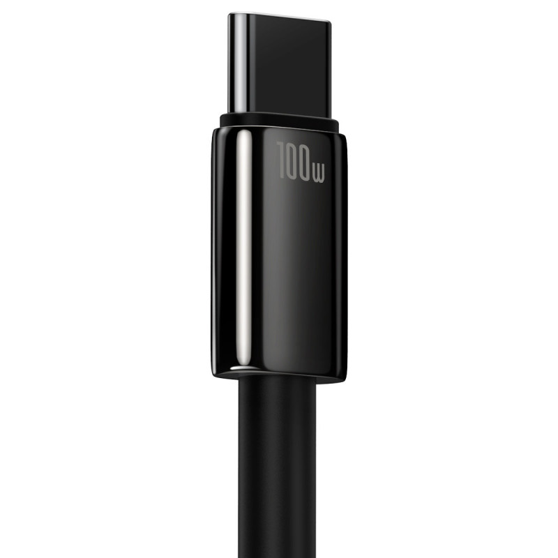 Volframo auksinis kabelis USB-USB-C 480Mb-s 100W 1m juodas