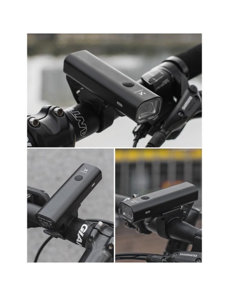 Dviračio priekinis žibintas USB balta šviesa 4 darbo režimai juoda