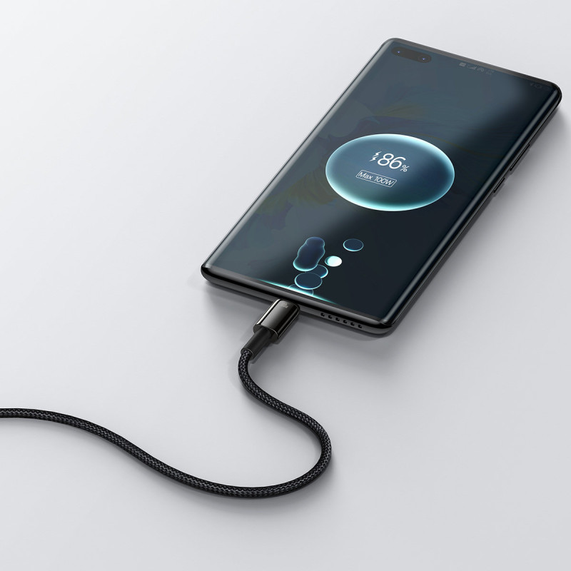 Volframo auksinis kabelis USB-USB-C 480Mb-s 100W 1m juodas