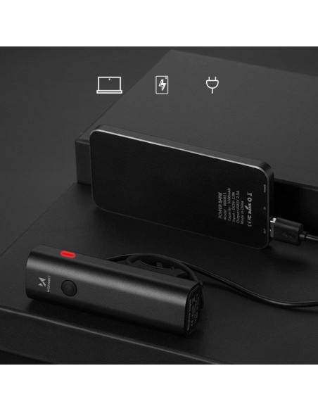 Dviračio priekinis žibintas USB balta šviesa 4 darbo režimai juoda