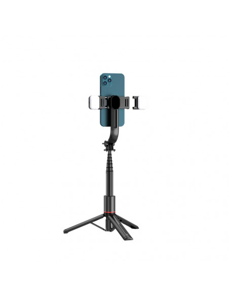 
„Bluetooth“ asmenukių lazda su trikoju ir LED lempute iki 105 cm - juoda
