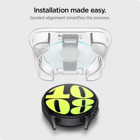 
Grūdinto stiklo dėklas su tvirtinimo rėmeliu, skirtas „Samsung Galaxy Watch 7“ 44 mm laikrodžiui – 2 vnt.
