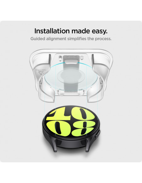 
Grūdinto stiklo dėklas su tvirtinimo rėmeliu, skirtas „Samsung Galaxy Watch 7“ 44 mm laikrodžiui – 2 vnt.
