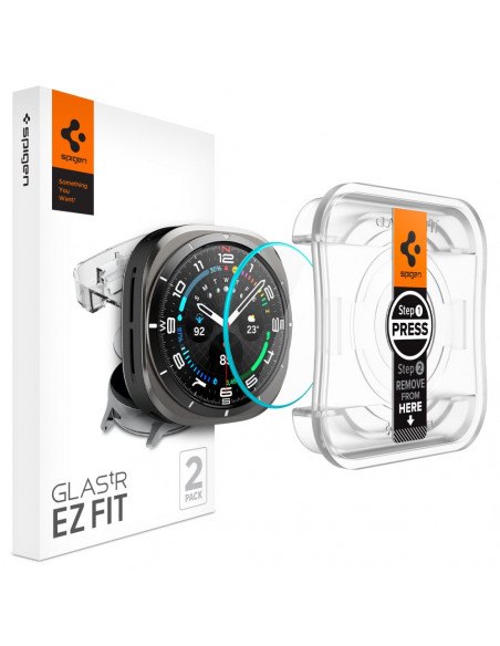 
Grūdinto stiklo dėklas su tvirtinimo rėmeliu, skirtas „Samsung Galaxy Watch Ultra 47 mm“ – 2 vnt.
