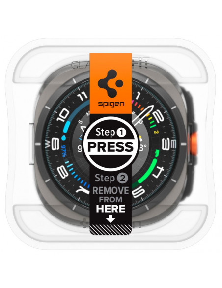 
Grūdinto stiklo dėklas su tvirtinimo rėmeliu, skirtas „Samsung Galaxy Watch Ultra 47 mm“ – 2 vnt.
