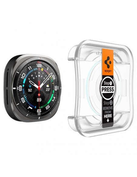 
Grūdinto stiklo dėklas su tvirtinimo rėmeliu, skirtas „Samsung Galaxy Watch Ultra 47 mm“ – 2 vnt.
