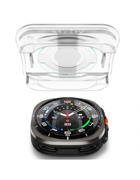 
Grūdinto stiklo dėklas su tvirtinimo rėmeliu, skirtas „Samsung Galaxy Watch Ultra 47 mm“ – 2 vnt.
