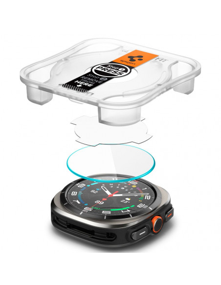 
Grūdinto stiklo dėklas su tvirtinimo rėmeliu, skirtas „Samsung Galaxy Watch Ultra 47 mm“ – 2 vnt.
