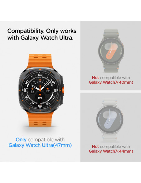 
Grūdinto stiklo dėklas su tvirtinimo rėmeliu, skirtas „Samsung Galaxy Watch Ultra 47 mm“ – 2 vnt.
