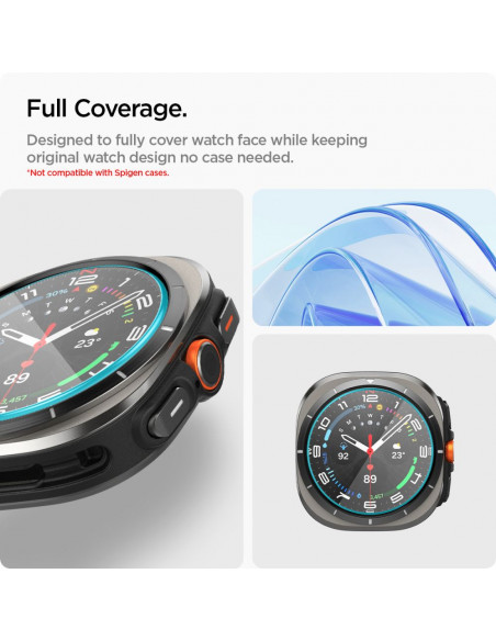 
Grūdinto stiklo dėklas su tvirtinimo rėmeliu, skirtas „Samsung Galaxy Watch Ultra 47 mm“ – 2 vnt.
