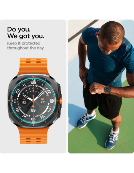 
Grūdinto stiklo dėklas su tvirtinimo rėmeliu, skirtas „Samsung Galaxy Watch Ultra 47 mm“ – 2 vnt.
