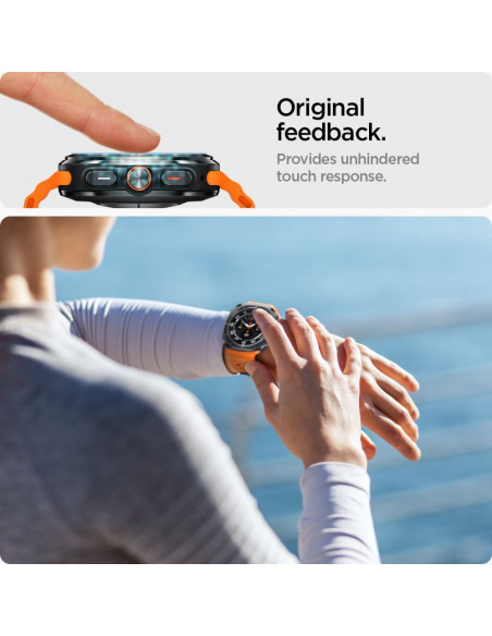 
Grūdinto stiklo dėklas su tvirtinimo rėmeliu, skirtas „Samsung Galaxy Watch Ultra 47 mm“ – 2 vnt.
