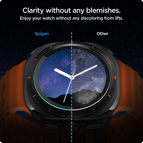 
Grūdinto stiklo dėklas su tvirtinimo rėmeliu, skirtas „Samsung Galaxy Watch Ultra 47 mm“ – 2 vnt.
