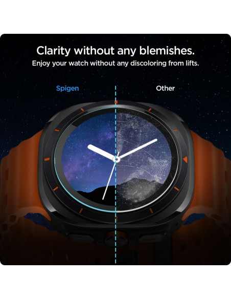 
Grūdinto stiklo dėklas su tvirtinimo rėmeliu, skirtas „Samsung Galaxy Watch Ultra 47 mm“ – 2 vnt.
