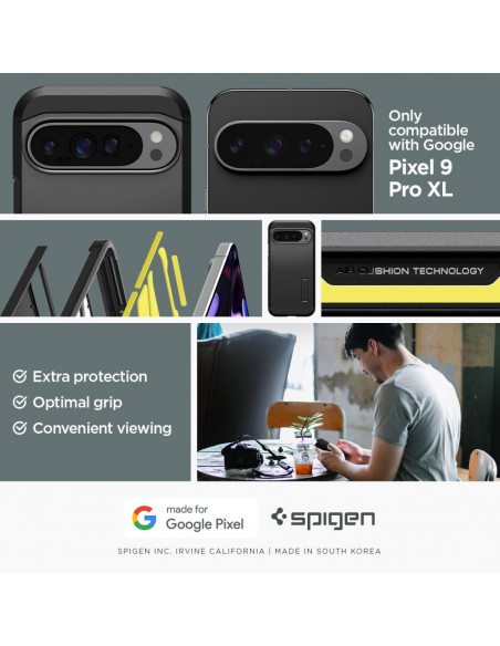 
„Google Pixel 9 Pro XL“ tvirtas apsauginis dėklas „Armor“ – juodas
