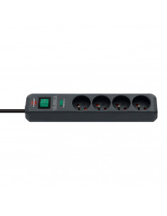 
„Eco-Line“ viršįtampių apsaugos juostelė, 4 lizdai, 1,5 m, 13,500 A, juoda
