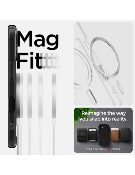 
„iPhone 16e Ultra Hybrid T MagSafe“ dėklas – permatomas juodas
