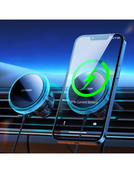 Sidabrinis automobilinis telefono laikiklis su Qi 15W MagSafe indukciniu įkrovikliu Sidabrinis automobilinis telefono laikiklis su Qi 15W MagSafe indukciniu įkrovikliu