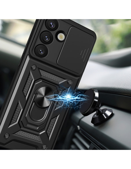 
„Hybrid Armor Camshield“ dėklas su stovu ir kameros dangteliu, skirtas „OnePlus Nord 4 5G“ – juodas
