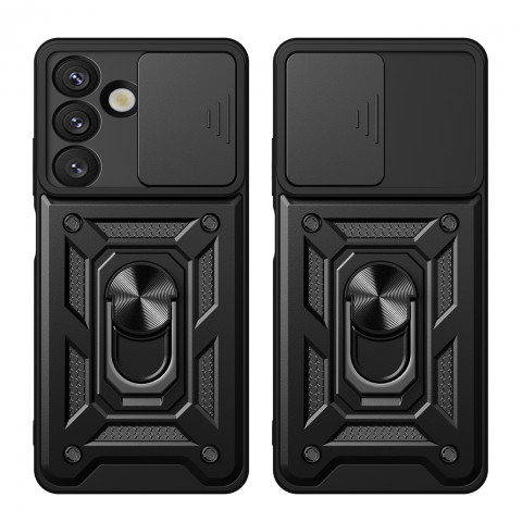 
„Hybrid Armor Camshield“ dėklas su stovu ir kameros dangteliu, skirtas „OnePlus Nord 4 5G“ – juodas
